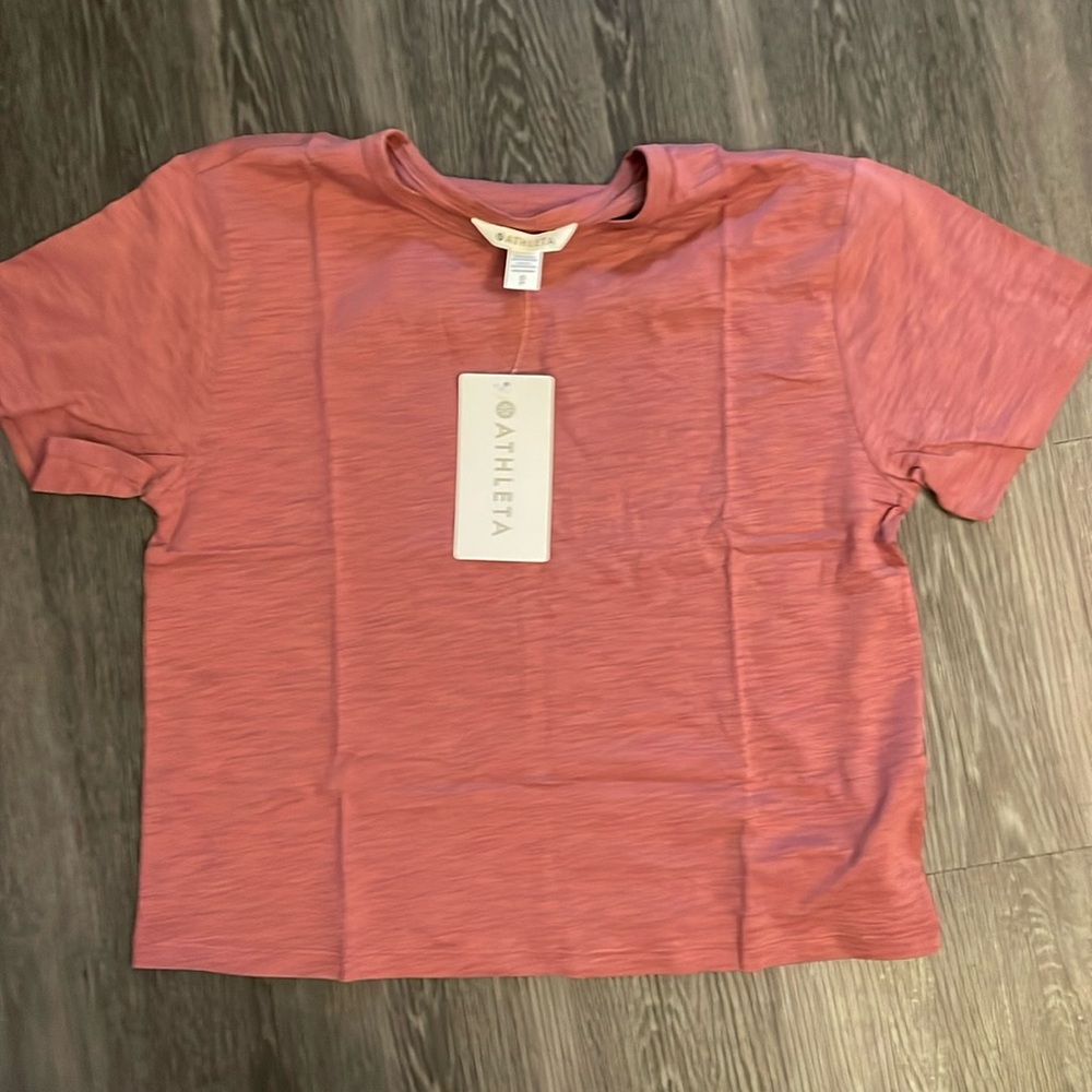 New Athleta S ESSENTIAL SLUB Tee Small Rosewood Red